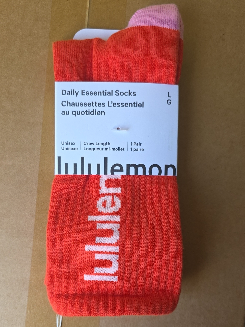lululemon athletica Crew Socks in Bright Red with Pink Toe